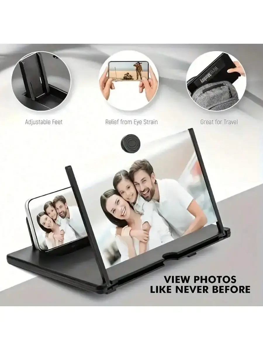 Phone Screen Magnifier Stand - 3D HD Amplifier for Hands-Free Viewing