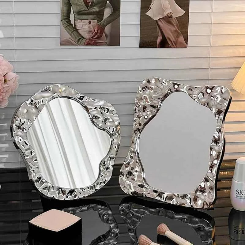 Bathroom Handled Mirror Vanity Women Design Portable Mirror Small Dorm Espejo Maquillaje Luz Home Decoration Accessories