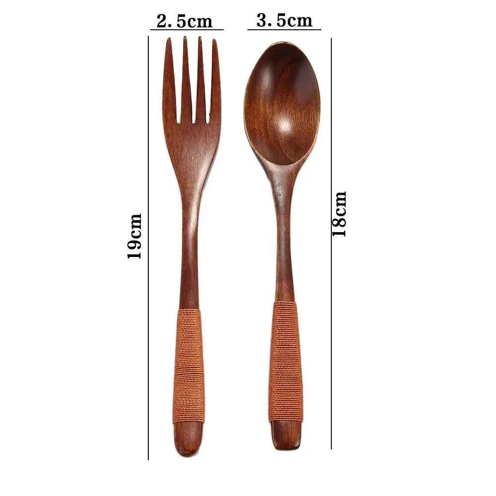 Dinner Kit Wooden Kitchen Supplies Soups Cereal Rice Dinnerware Sets Tableware Spoon Fork