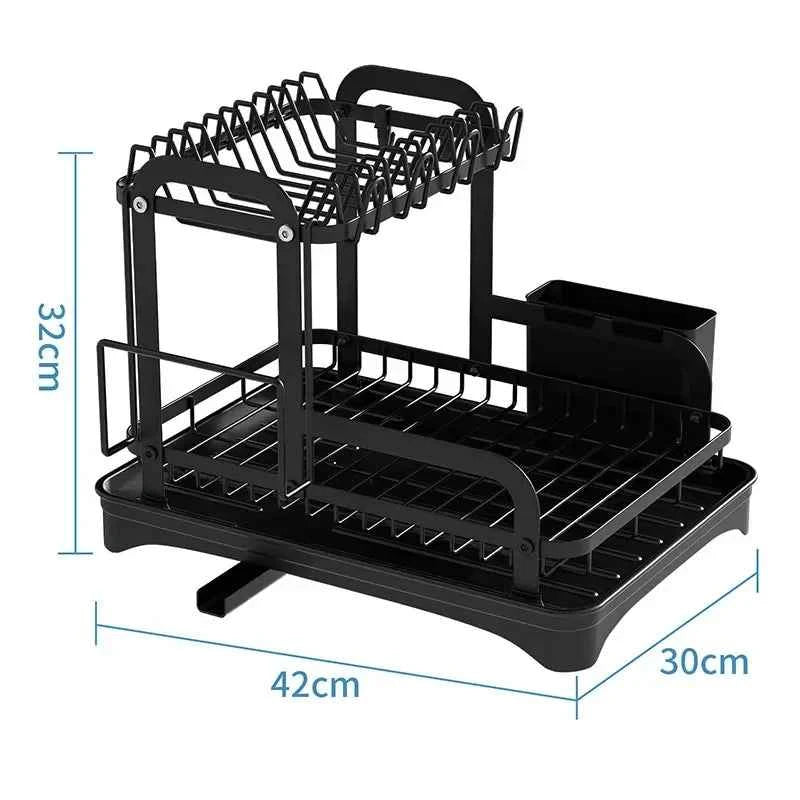 Kitchen Dish Storage Rack Multifunctional Countertop Organizer with Drainer for Bowls and Utensils Space Saving Home Essentials