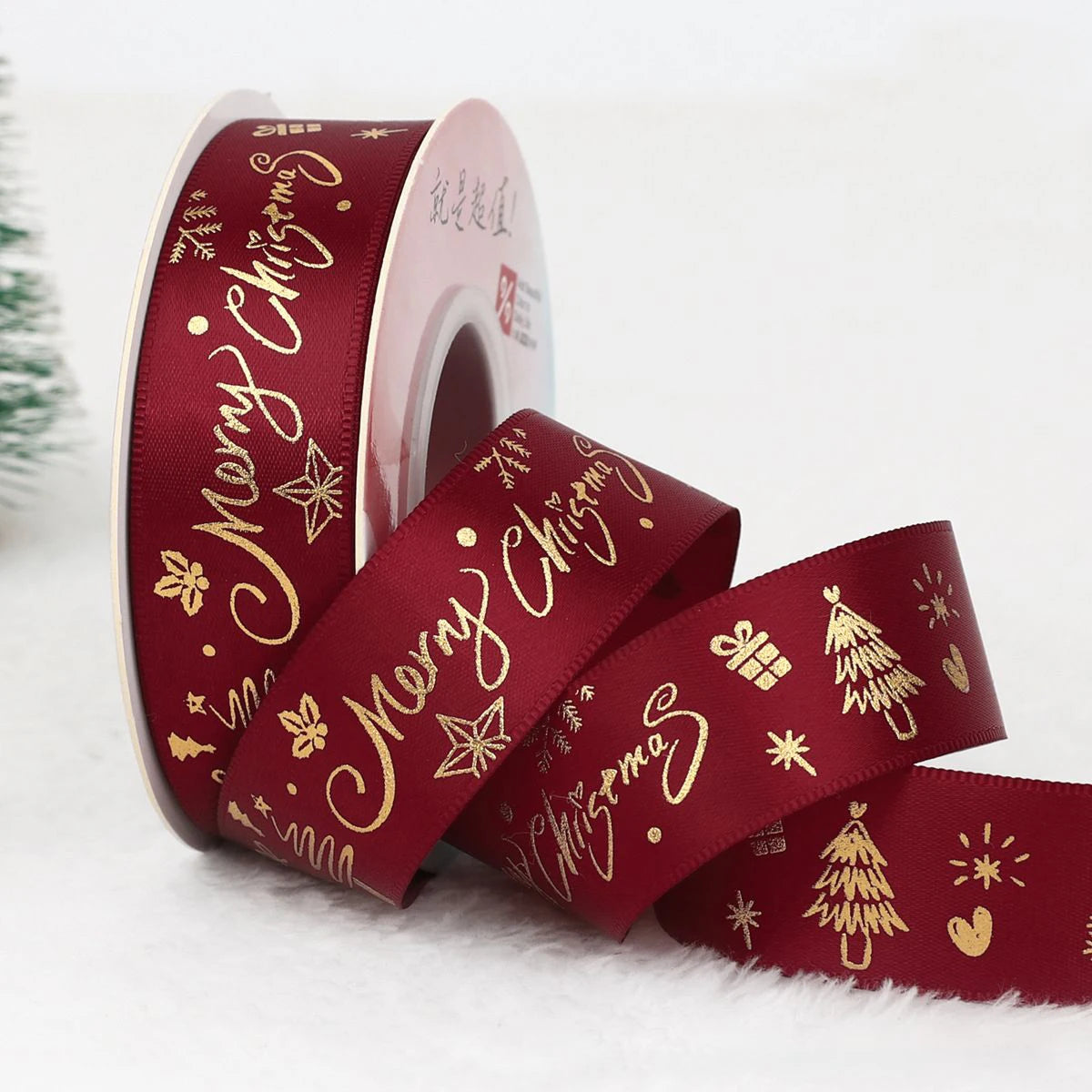 Christmas Ribbon Decoration - 5 Yards Premium Gift Wrapping & Tree Ornament Ribbon