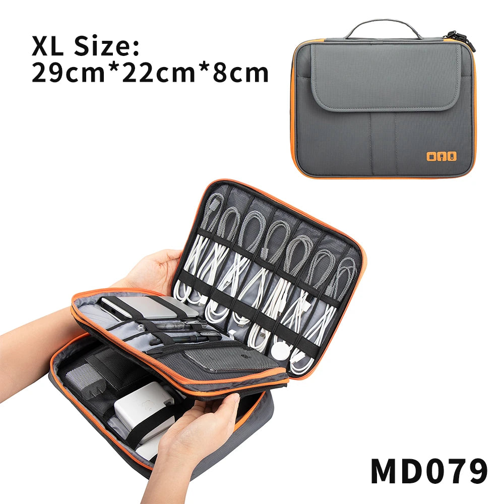 Cable Storage Bag Travel Electronics Organizer Portable Digital Gadget Storage Carry Case For Ipad Power Bank USB Charger Pouch