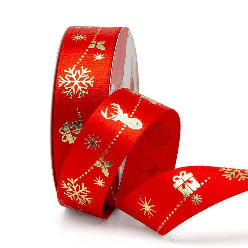 Christmas Ribbon Decoration - 5 Yards Premium Gift Wrapping & Tree Ornament Ribbon