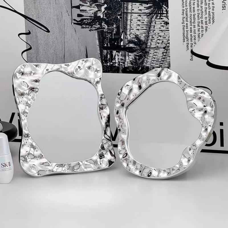 Bathroom Handled Mirror Vanity Women Design Portable Mirror Small Dorm Espejo Maquillaje Luz Home Decoration Accessories