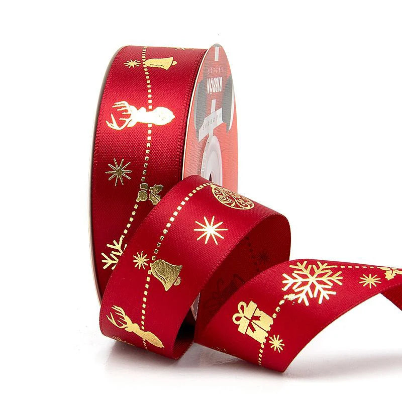 Christmas Ribbon Decoration - 5 Yards Premium Gift Wrapping & Tree Ornament Ribbon