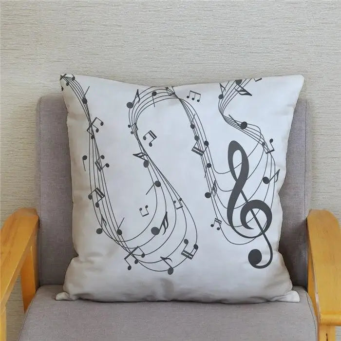 Kussenhoes met Cartoon Muziekprint