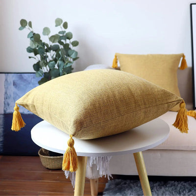 Pillowcase Cushion Cover For Living Room Sofa Office Car Decorative Pillowcase Linen Tassel Suitable For All Seasons Soft And Co