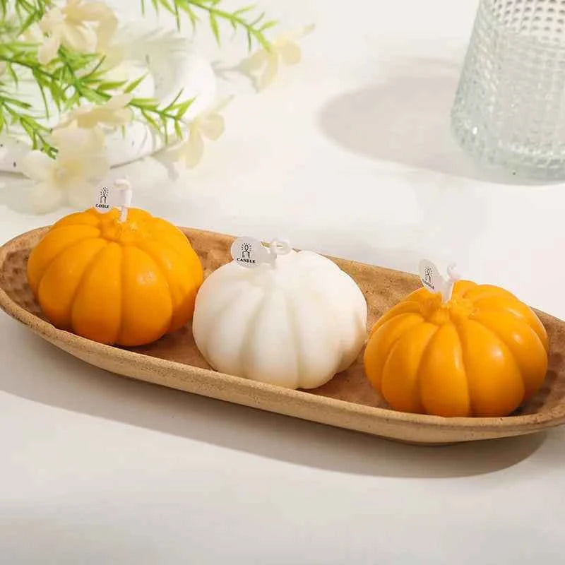 Halloween Pumpkin Scented Candle Realistic Decorative Gift for Girls Birthday Party Favors Cake Decoration Candles