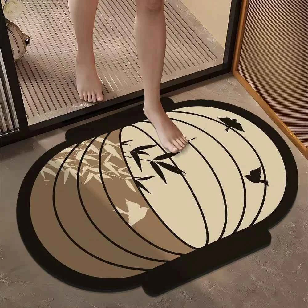 Living Room Decor Chinese Style Bathroom Door Mat Non-slip Antique Toilet Foot Mat Quick Dry polyester Lantern Floor Mat Bedroom