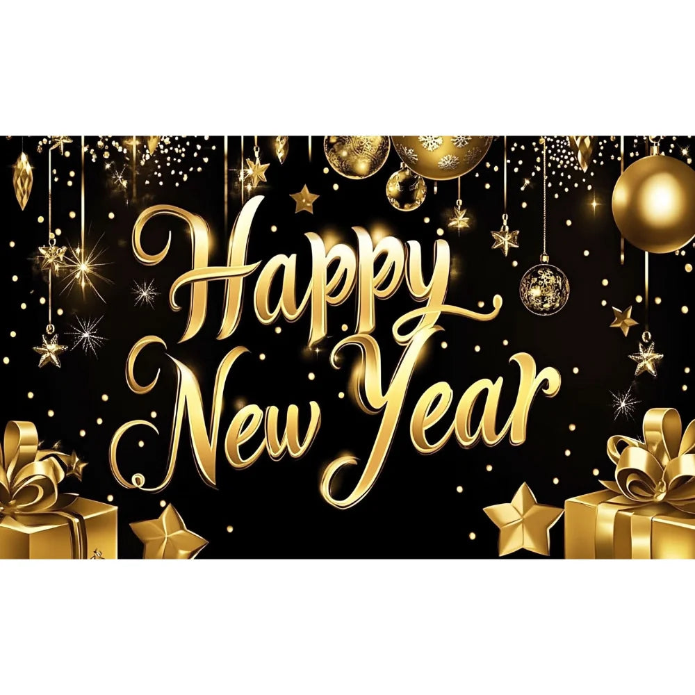 Happy New Year 2026 Photo Backdrop Banner - Party Background Decoration 180x110cm
