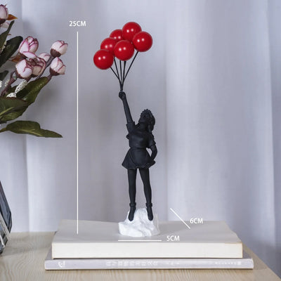 Liefdesballon Meisje Beeld Woondecoratie