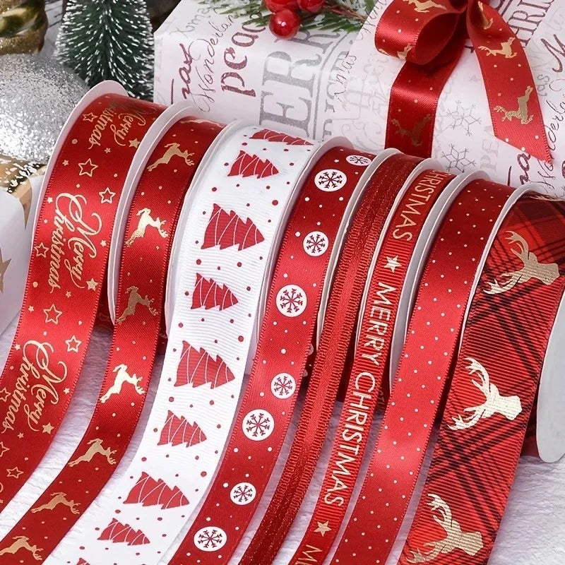 Christmas Ribbon Decoration - 5 Yards Premium Gift Wrapping & Tree Ornament Ribbon