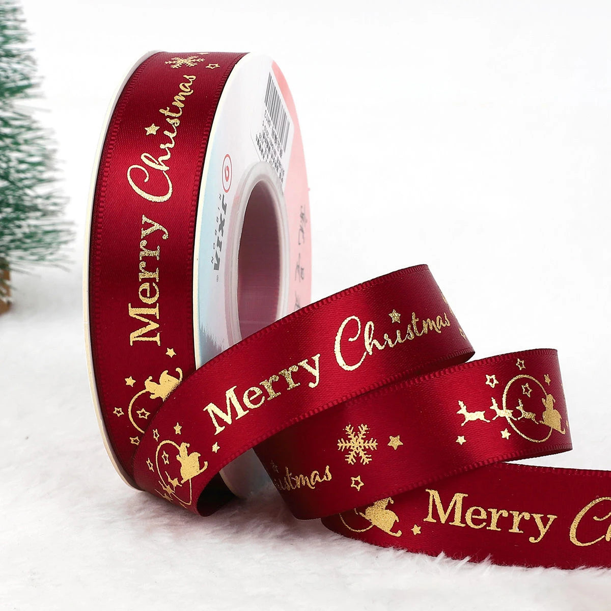 Christmas Ribbon Decoration - 5 Yards Premium Gift Wrapping & Tree Ornament Ribbon