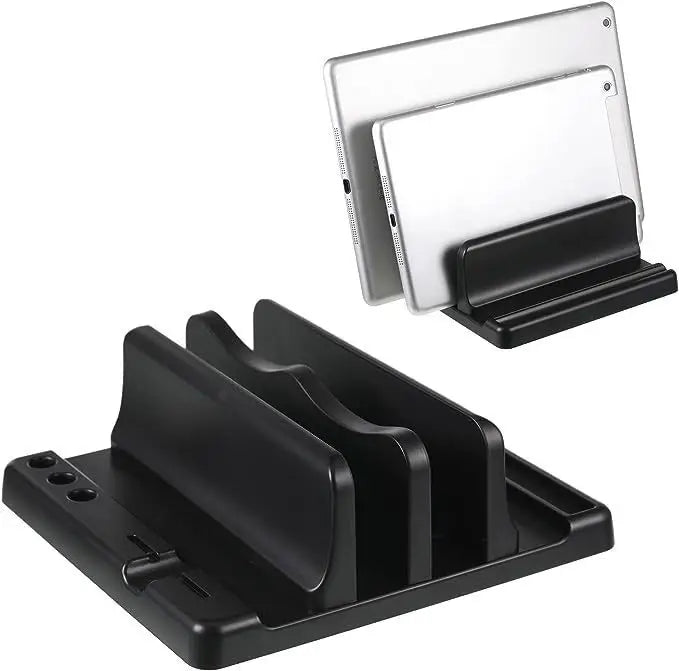 Vertical Laptop Stand - Space-Saving Desktop Organizer with Adjustable Width