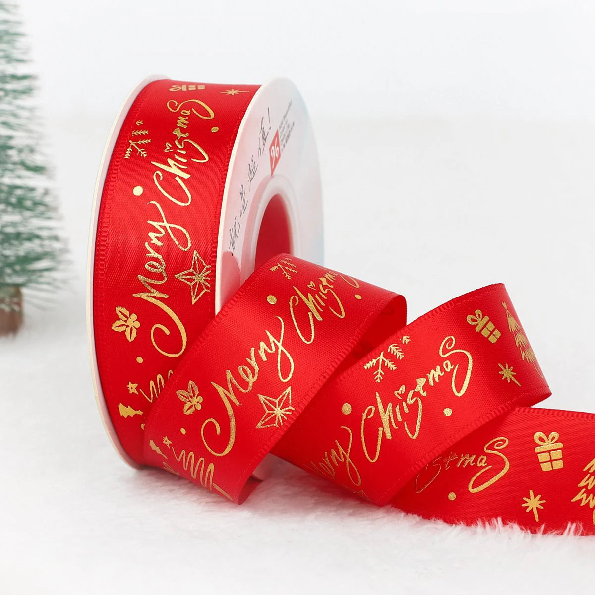Christmas Ribbon Decoration - 5 Yards Premium Gift Wrapping & Tree Ornament Ribbon