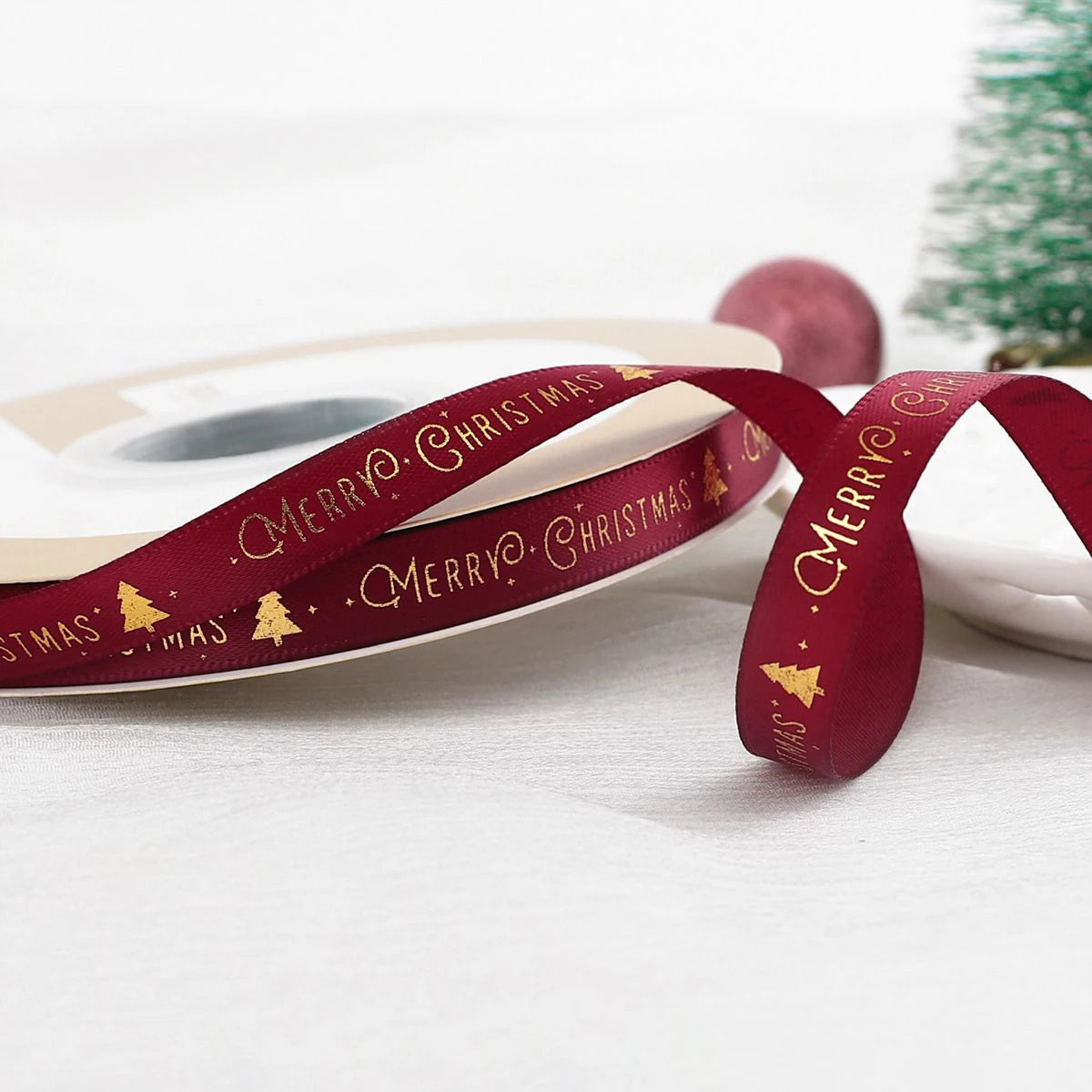 Christmas Ribbon Decoration - 5 Yards Premium Gift Wrapping & Tree Ornament Ribbon