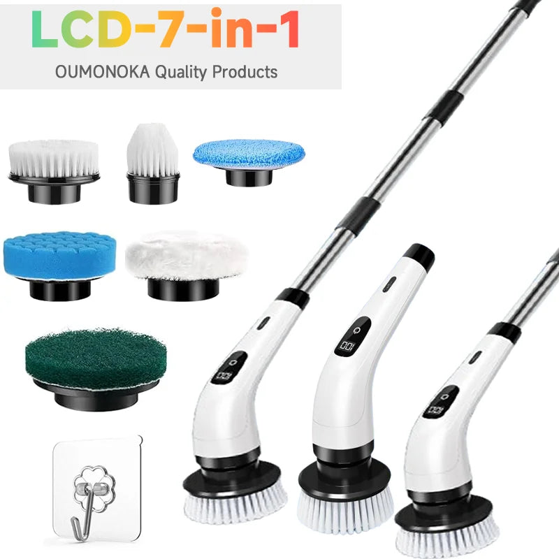 Cordless Electric Spin Scrubber - 5-in-1 Multi-Purpose Cleaning Brush