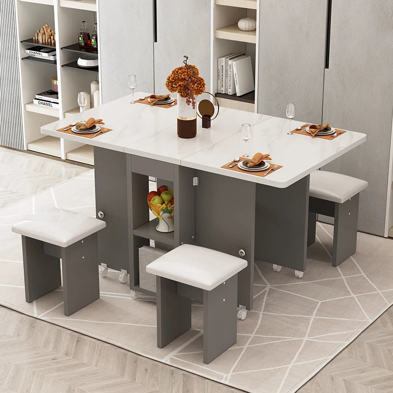 Foldable Dining Table Set - Modern Minimalist with Chairs