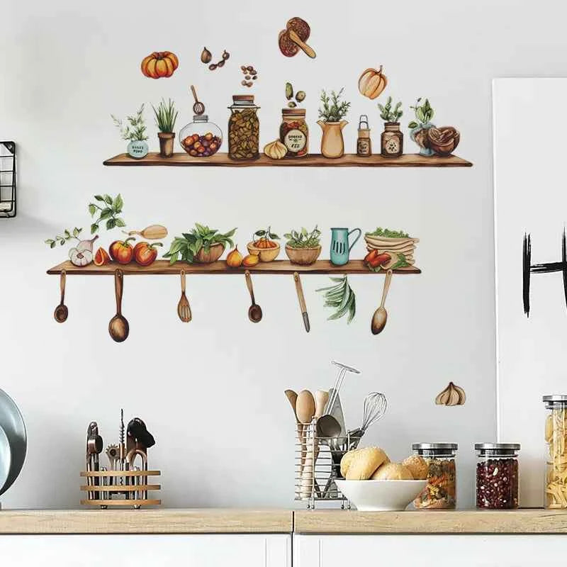 Creative Kitchen Appliances Shelving Dining Room Kitchen Background Wall Decor Beautifying Home Improvement Wall Stickers