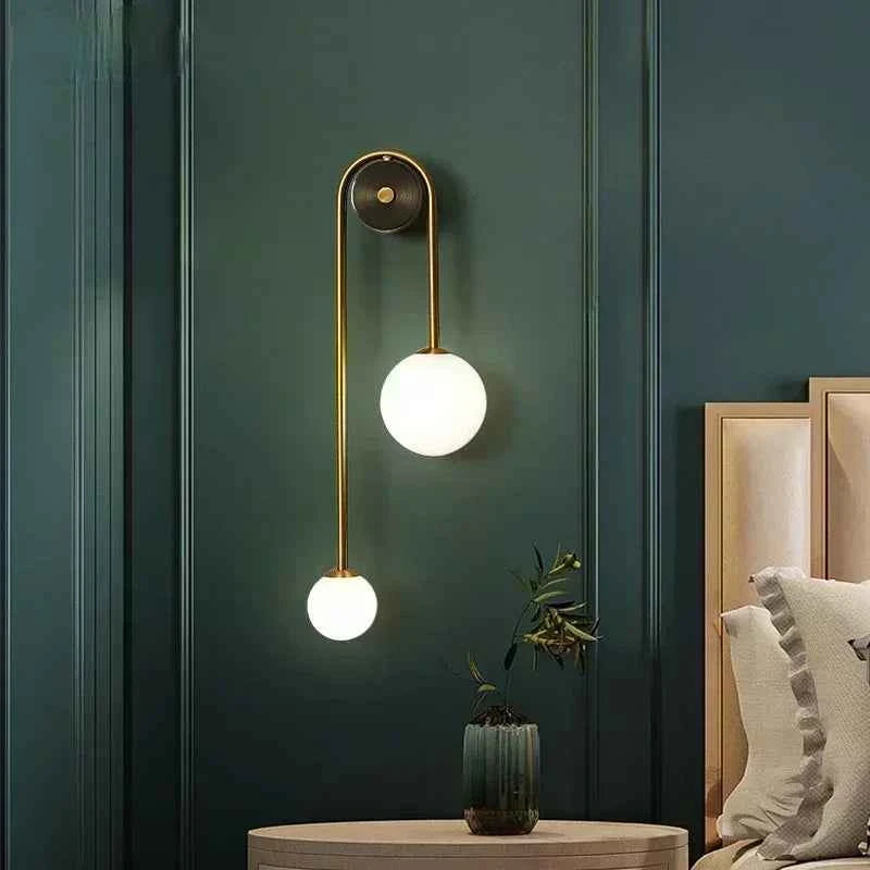 Modern Gold LED Wall Light - Glass Ball Bedside Sconce Lamp