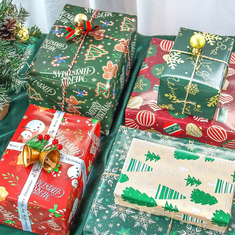 6-Piece Christmas Wrapping Paper Sheets 50x70cm - Red & Green Xmas Gift Wrap for Holiday Presents