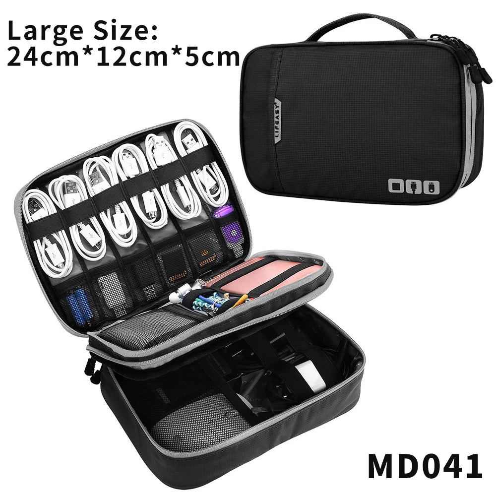 Cable Storage Bag Travel Electronics Organizer Portable Digital Gadget Storage Carry Case For Ipad Power Bank USB Charger Pouch