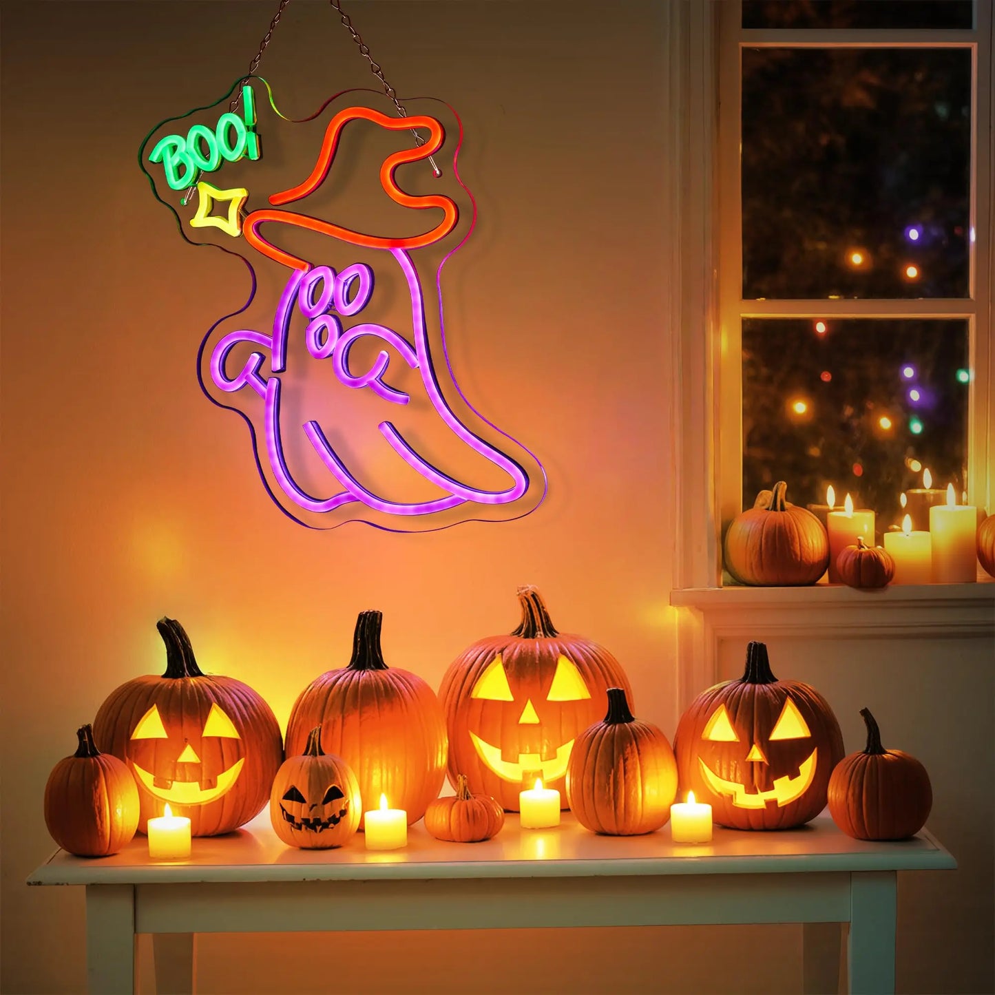 Halloween Ghost With Witch's Hat Fall Window Wall Decor for Halloween Party Home Table Room Man Cave Gifts for Kids