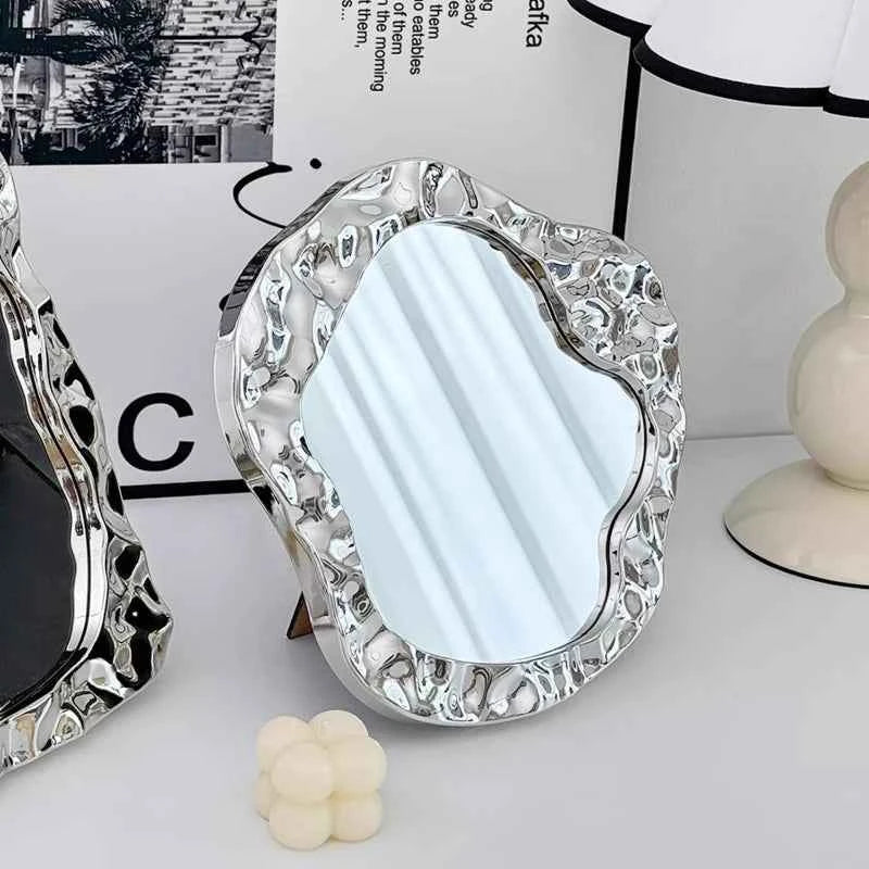 Bathroom Handled Mirror Vanity Women Design Portable Mirror Small Dorm Espejo Maquillaje Luz Home Decoration Accessories