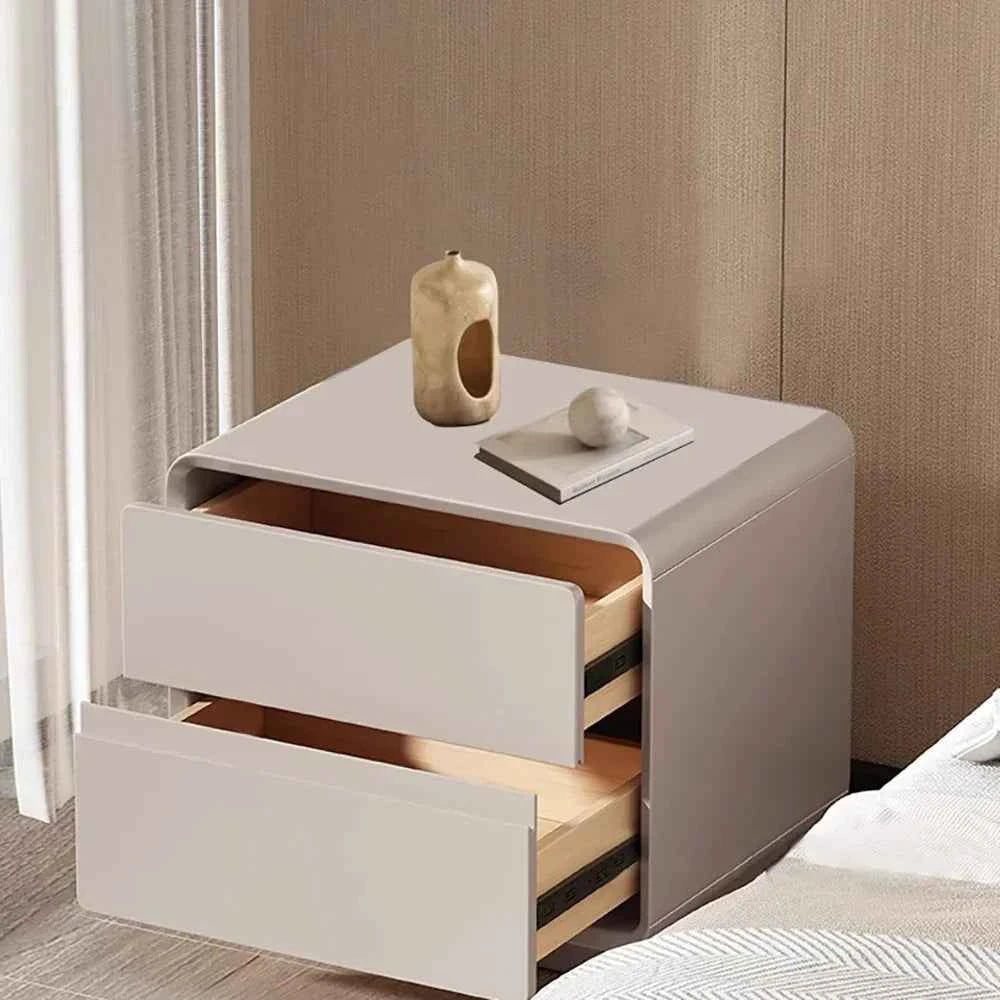 Minimalist Wood Nightstand with Storage Drawers - Modern Bedroom Furniture