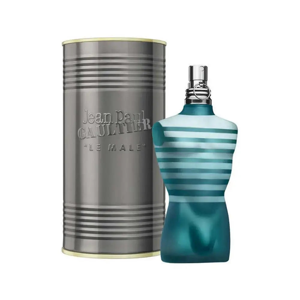 Jean Paul Gaultier Men's Perfume Collection featuring Le Male bottle and canister
