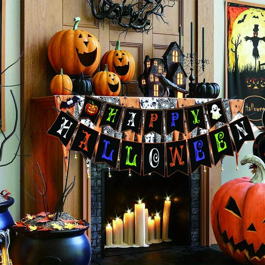 Halloween Decorations Happy Halloween Banner Indoor Outdoor Trunk or Treat Garland Backdrop Hanging Party Supplies