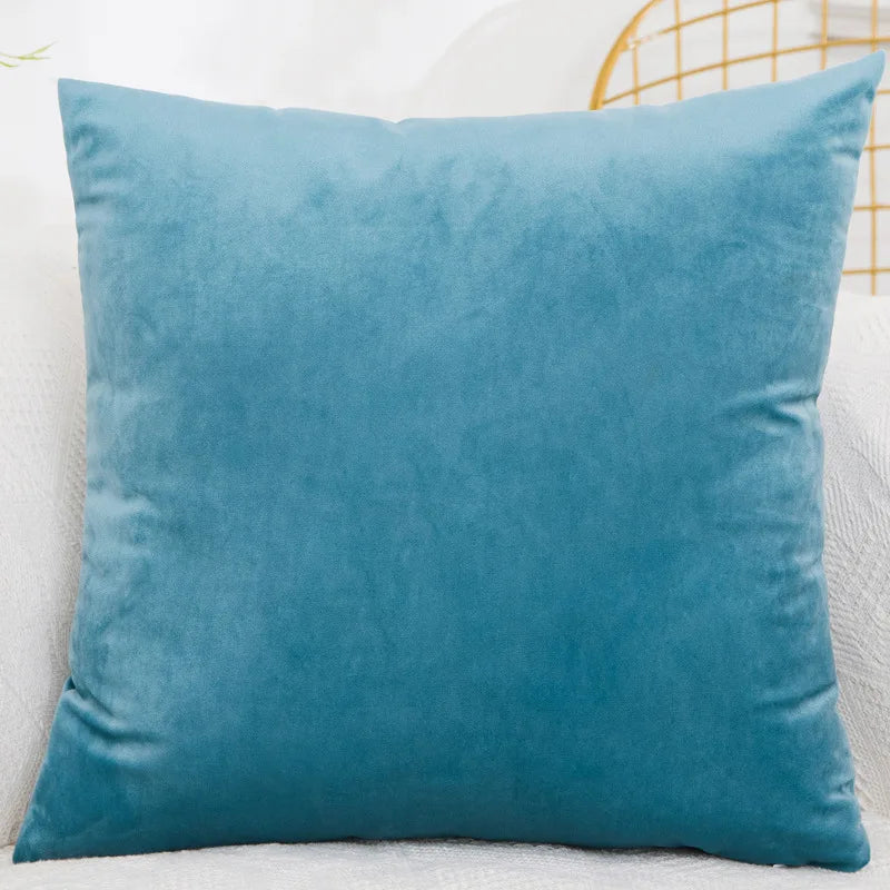 Velvet Throw Pillow Cover - Decorative Square Cushion Case for Sofa & Bedroom