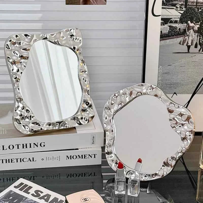 Bathroom Handled Mirror Vanity Women Design Portable Mirror Small Dorm Espejo Maquillaje Luz Home Decoration Accessories