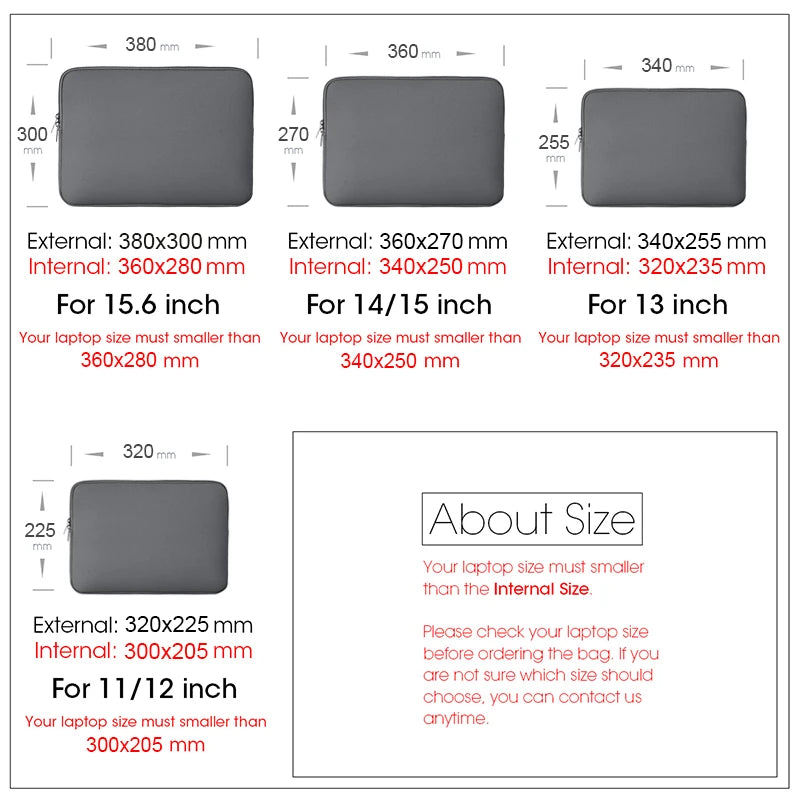 Laptop Sleeve 13-15.6 Inch - Protective Bag for MacBook Dell Lenovo