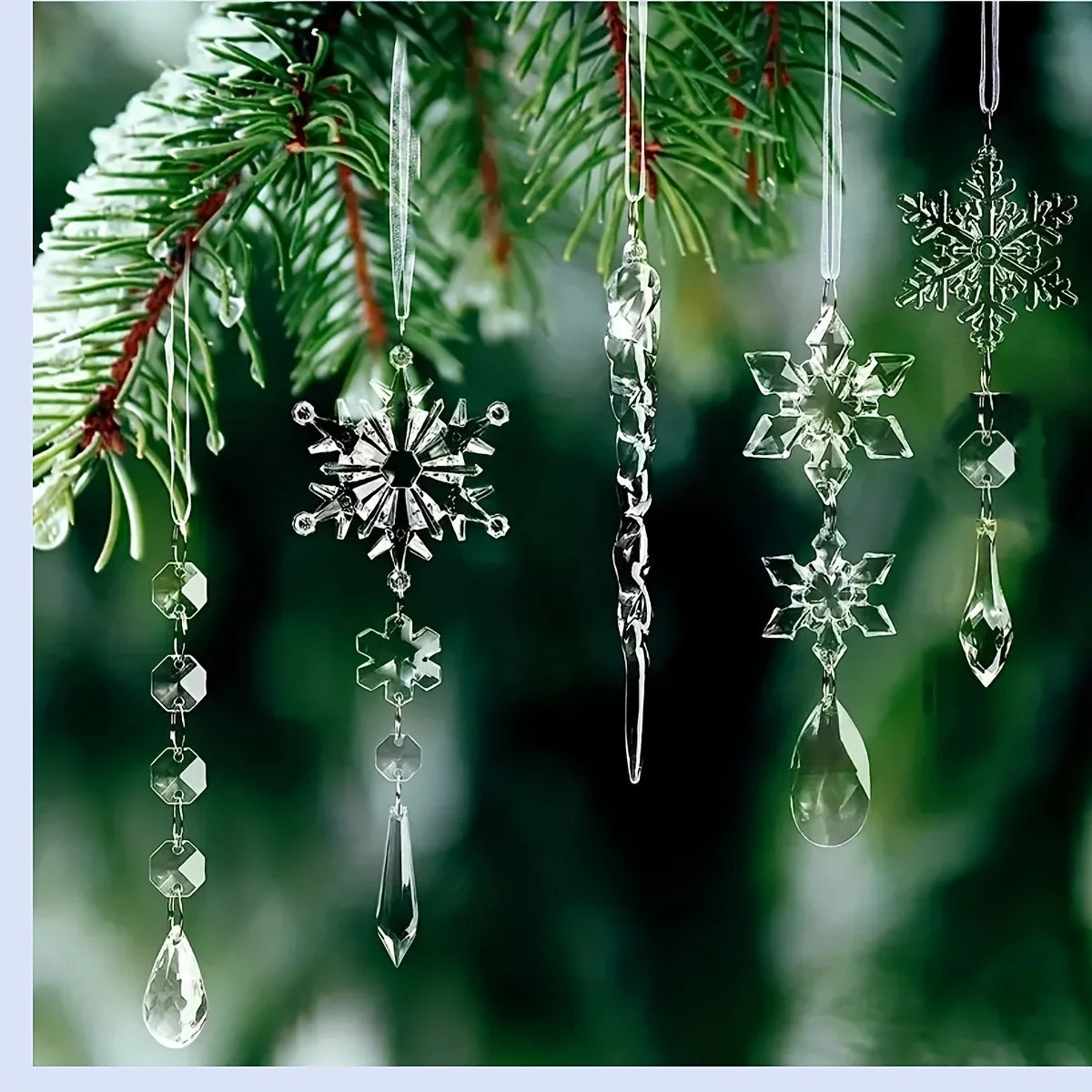 Crystal Christmas Tree Ornaments Set - 3/5/18 Pieces for Xmas Tree & Winter New Year Party Decor