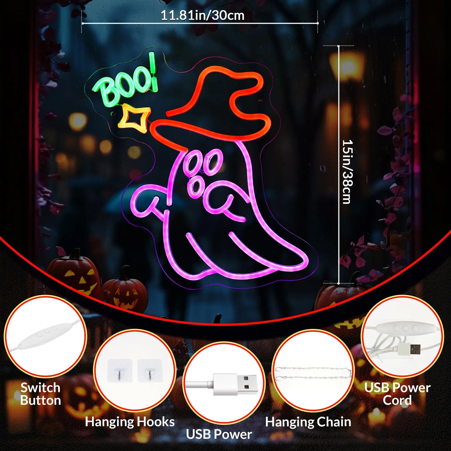 Halloween Ghost With Witch's Hat Fall Window Wall Decor for Halloween Party Home Table Room Man Cave Gifts for Kids