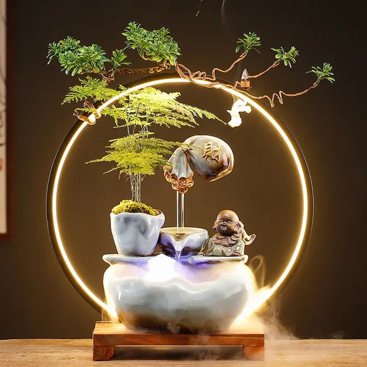 New Chinese style Zhaocai water ornaments circulating water humidifier living room office desktop atomizing wealth opening gifts