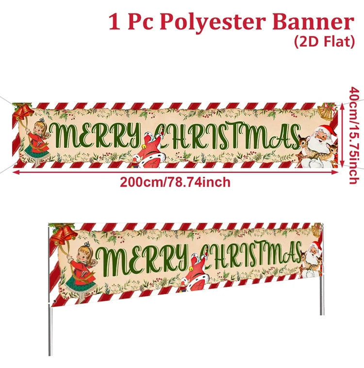 Merry Christmas Outdoor Banner - Home Decoration for Xmas 2025 & New Year 2026 Celebrations