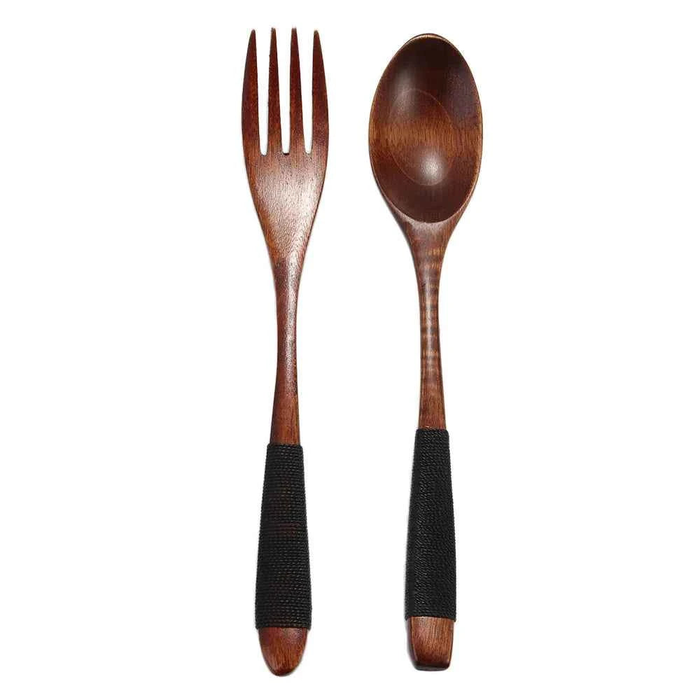 Dinner Kit Wooden Kitchen Supplies Soups Cereal Rice Dinnerware Sets Tableware Spoon Fork