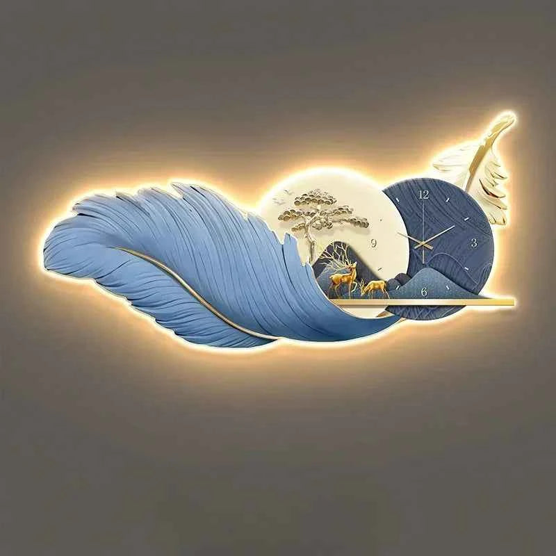 Modern Feather Wall Decor Deer Living Room Luxury Wall Accents Coffee Bar Art Home Mural Elegant Room Ornaments Accessories