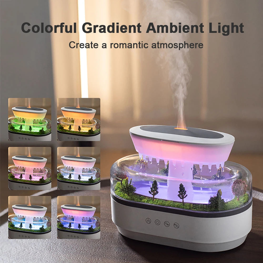 Raindrop Humidifier - LED Light & White Noise Essential Oil Diffuser
