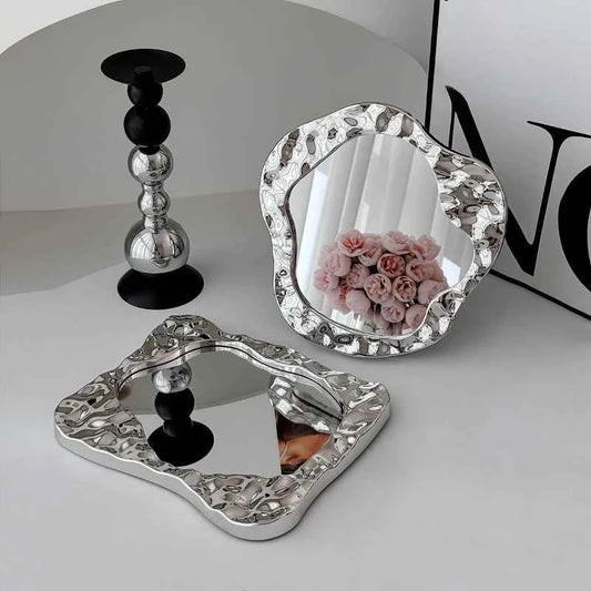 Bathroom Handled Mirror Vanity Women Design Portable Mirror Small Dorm Espejo Maquillaje Luz Home Decoration Accessories