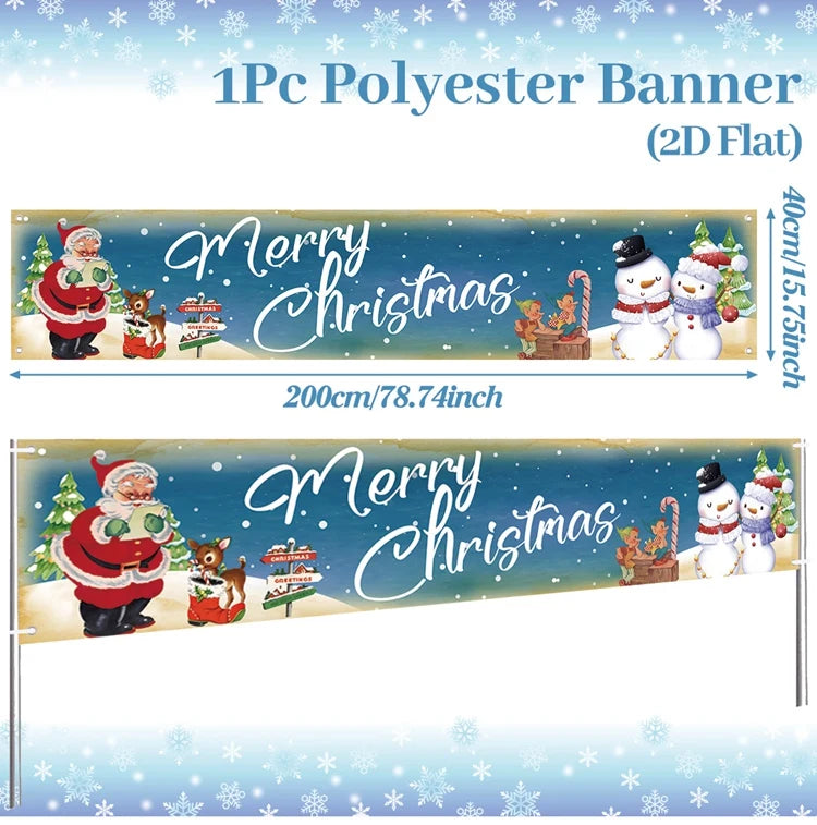 Merry Christmas Outdoor Banner - Home Decoration for Xmas 2025 & New Year 2026 Celebrations
