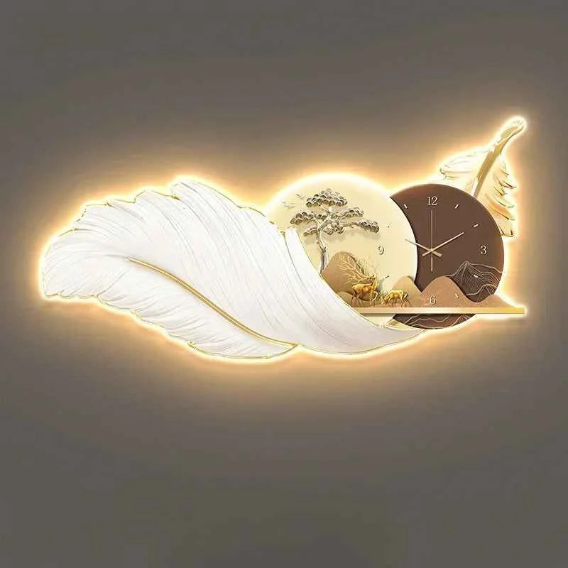 Modern Feather Wall Decor Deer Living Room Luxury Wall Accents Coffee Bar Art Home Mural Elegant Room Ornaments Accessories