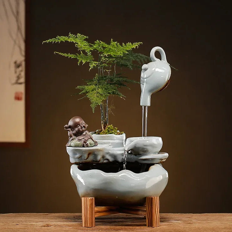 New Chinese style Zhaocai water ornaments circulating water humidifier living room office desktop atomizing wealth opening gifts