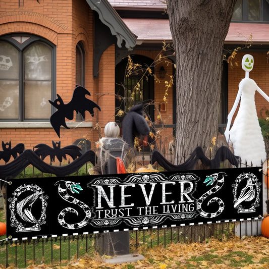 Halloween Decorations It's Showtime Halloween Banner Outdoor Scary Halloween Yard Banner Horror Black and White Banner