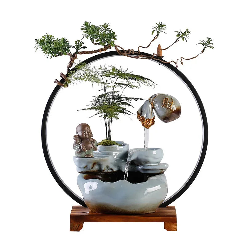 New Chinese style Zhaocai water ornaments circulating water humidifier living room office desktop atomizing wealth opening gifts