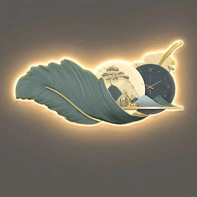 Modern Feather Wall Decor Deer Living Room Luxury Wall Accents Coffee Bar Art Home Mural Elegant Room Ornaments Accessories