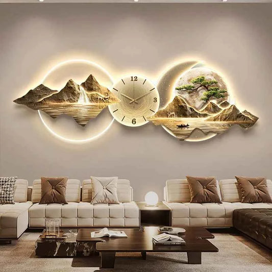 Living Room Wall Clocks Art Mural Luxury Large Aesthetic Modern Wall Watch Creative Large Silent Reloj De Pared Home Decoration
