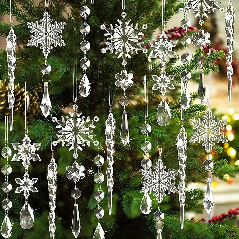 Crystal Christmas Tree Ornaments Set - 3/5/18 Pieces for Xmas Tree & Winter New Year Party Decor